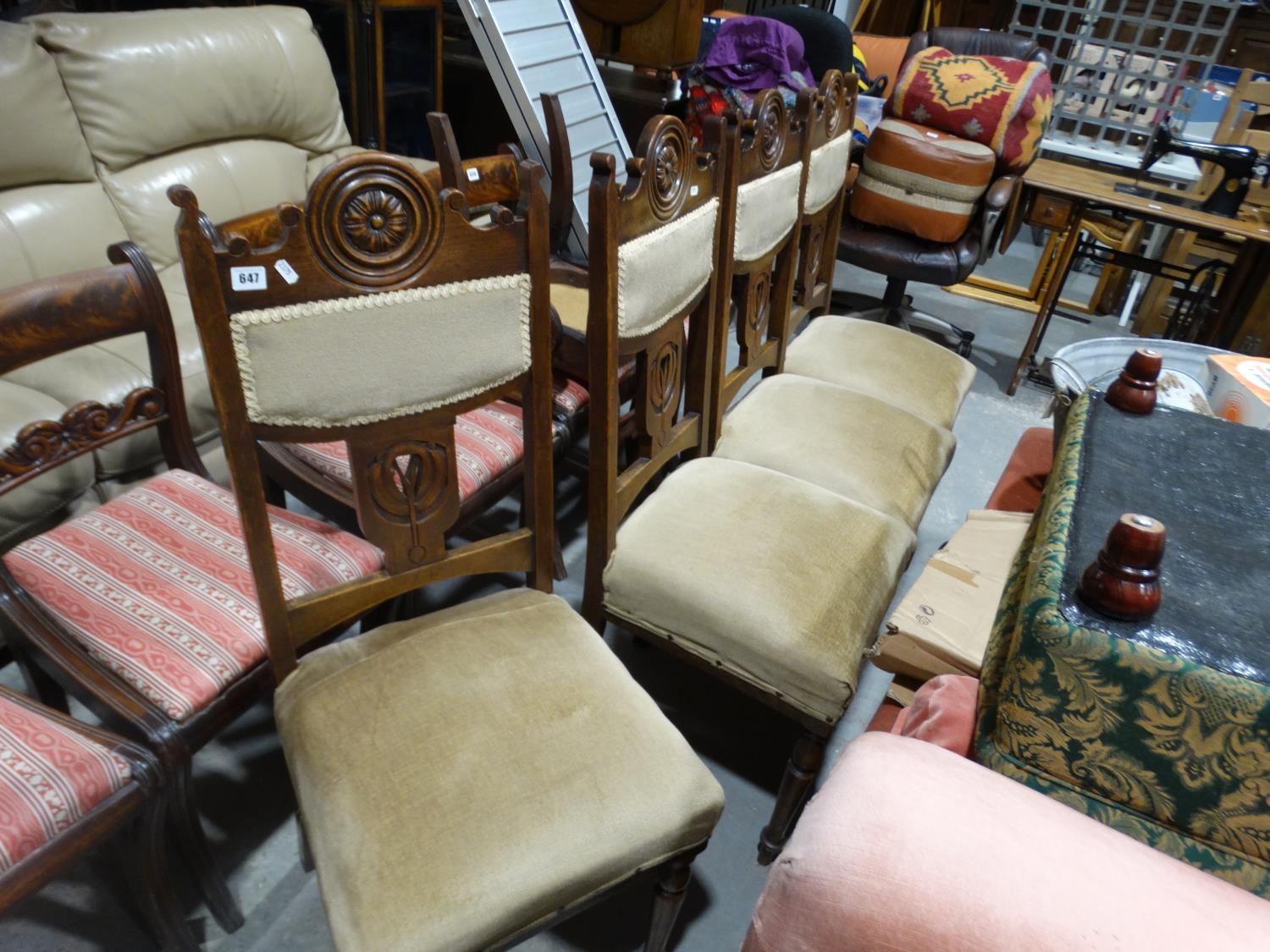 A Set Of Four Oak Drawing Room Chairs