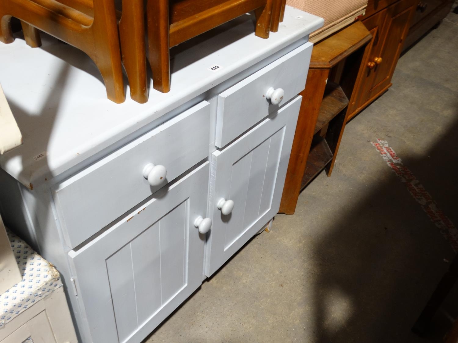 A Blue Painted Kitchen Dresser Base