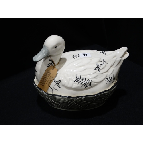 71 - A Pottery Duck Tureen