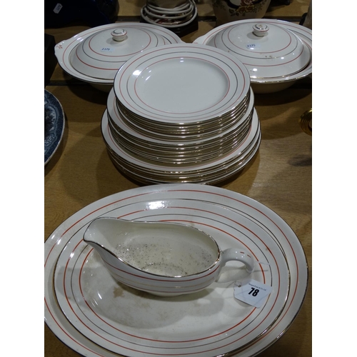 78 - A Qty Of Art Deco Period Lined Pottery Dinnerware