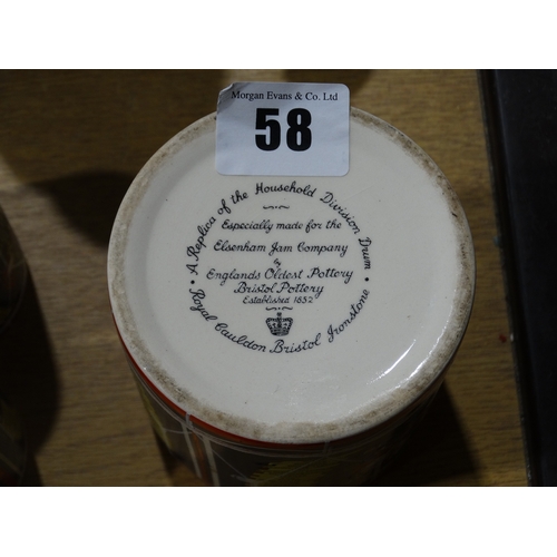 58 - A Group Of Four Bristol Pottery Regimental Drum Jars