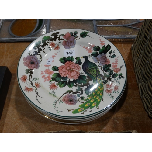 147 - Five Myott Exotic Garden Pattern Dinner Plates Etc