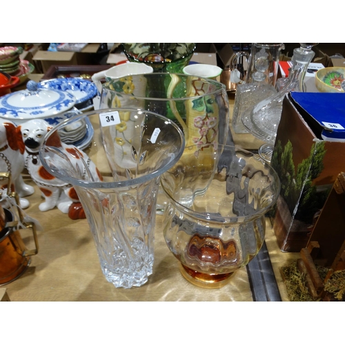 34 - Three Large Glass Vases