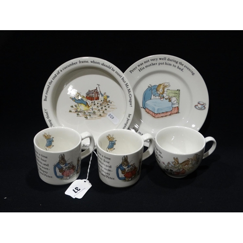 37 - Five Pieces Of Wedgwood Peter Rabbit Nursery China