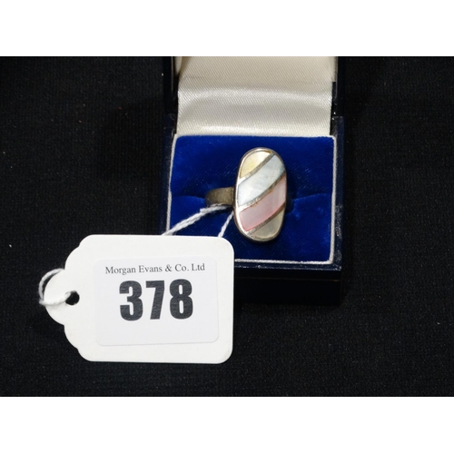 378 - A Silver Four Colour Agate Ring