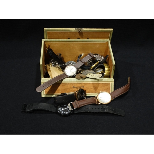 48 - A Cigar Box Containing Wrist Watches