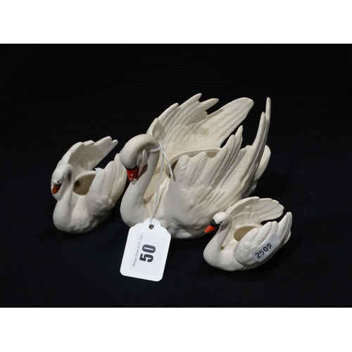 50 - Three Goebel`s White Model Swans