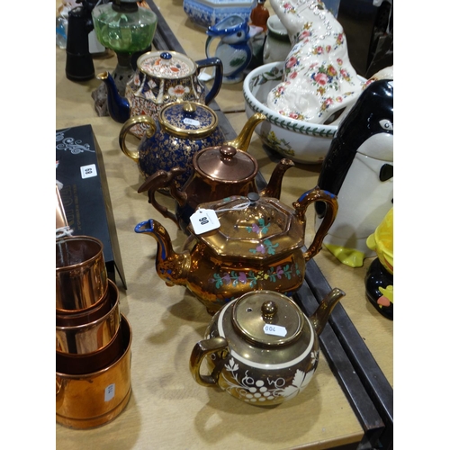 90 - A Group Of Five Antique Pottery Teapots