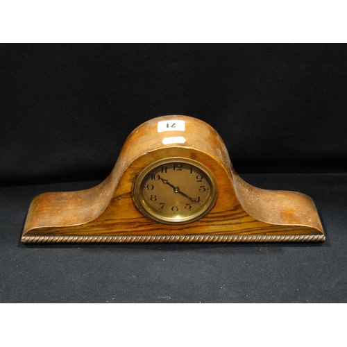 21 - A Polished Oak Encased Mantel Clock With Circular Dial