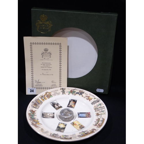 34 - A Boxed Limited Edition Masons Ironstone Plate, Commemorating William The Conqueror