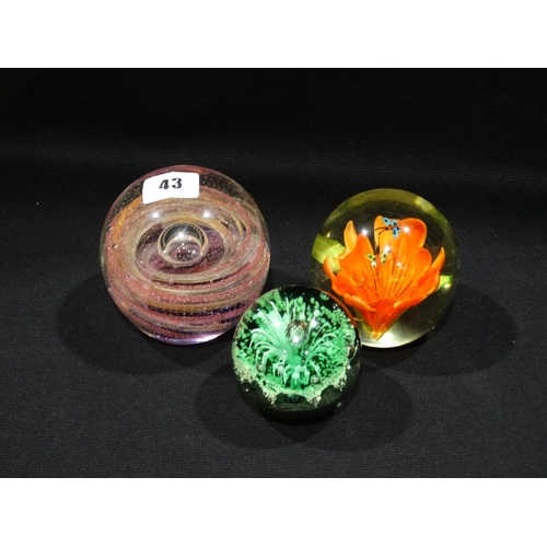 43 - Three Glass Paperweights