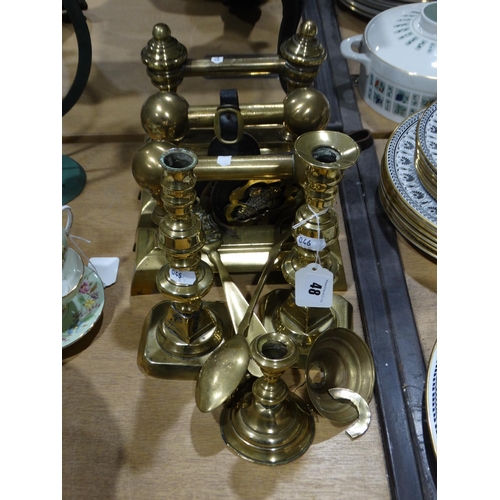 48 - A Selection Of Antique Brassware To Include Fire Dogs