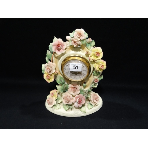 51 - A Capodimonte Roses Of Romance Clock