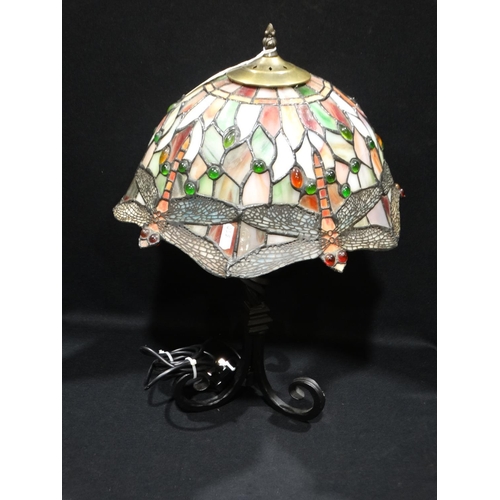 53 - A Tiffany Style Table Lamp With Dragonfly Shade