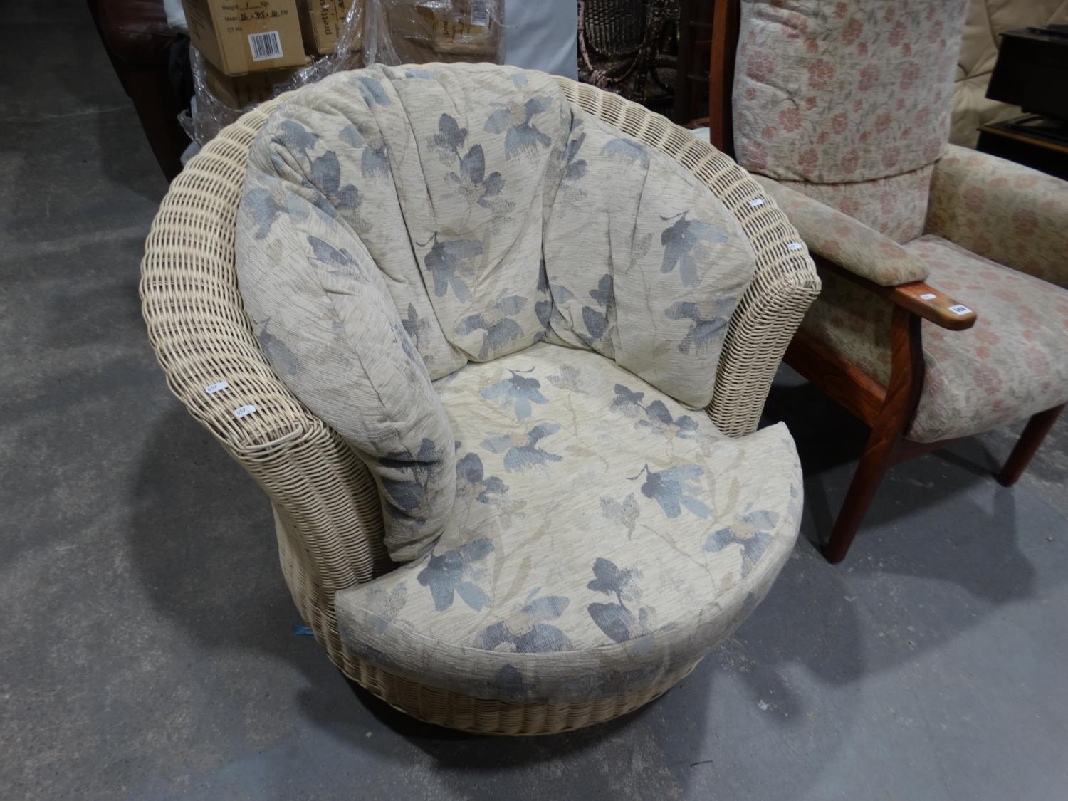A Cane Conservatory Swivel Chair