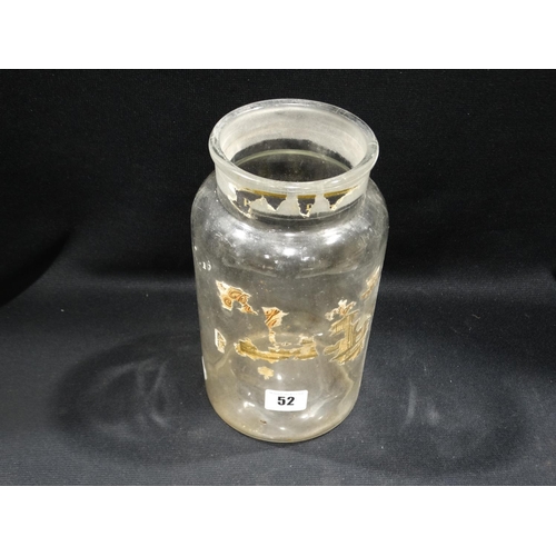 52 - An Antique Chemists Bottle With Remnants Of A Paper Label Depicting Menai Suspension Bridge