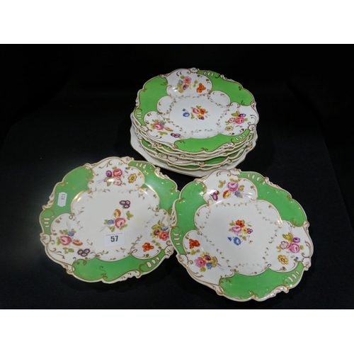 57 - Seven Matching 19thc Floral Decorated Dessert Plates, Together With Further Circular Plates