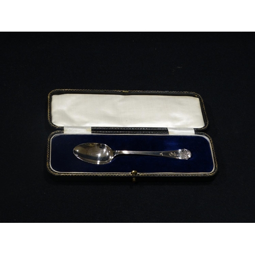 334 - A Cased Silver Presentation Spoon