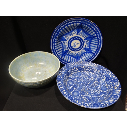 A Circular Wade Heath Pottery Fruit Bowl, Together With Two Faience ...