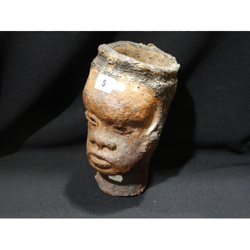 5 - A 20thc Earthenware Bust Of An African Figure, 10