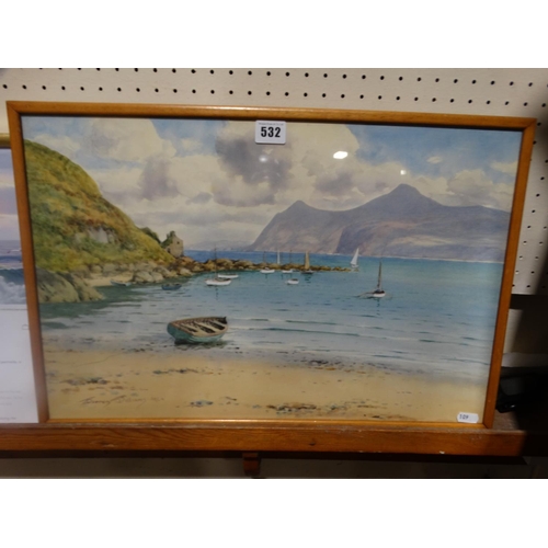 532 - Warren Williams Arca, Watercolour, View Of Nefyn Bay, Signed, 13 X 20