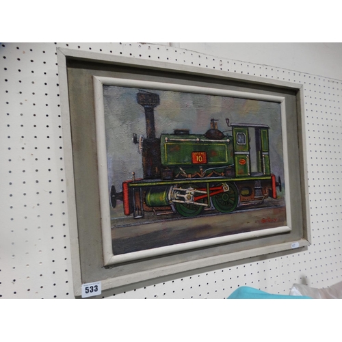 533 - Moi Parry, Oil On Board, Study Of A Steam Engine, Signed