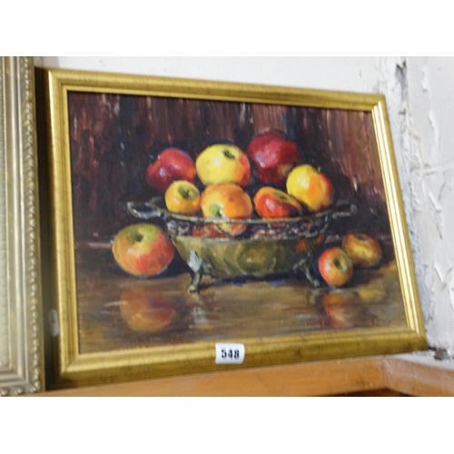 548 - Heather Craigmile, Oil, Still Life Study Of Fruit In A Basket, Signed