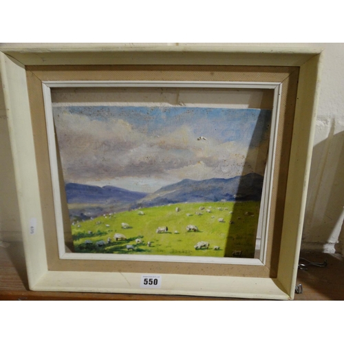 550 - Heather Craigmile, Oil On Board, Landscape View With Sheep Grazing, Signed