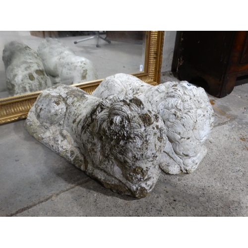 682 - A Pair Of Painted Concrete Garden Lions