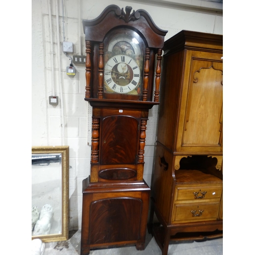 684 - An Antique Mahogany Encased Long Case Clock, The Painted Arch Dial Signed, Edwards, Caernarfon