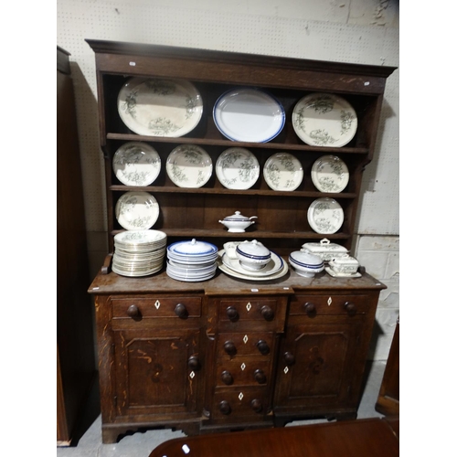 687 - An Antique Oak North Wales Dresser Having A Three Shelf Rack, The Breakfront Base Having Drawers & C... 