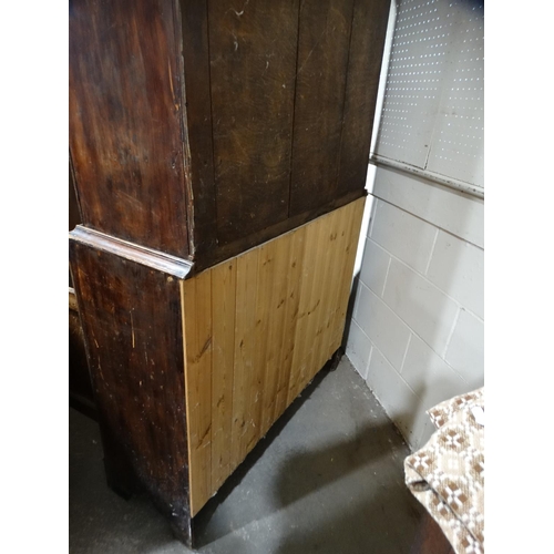 573 - An Antique Oak Two Piece Bread & Cheese Cupboard