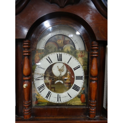 684 - An Antique Mahogany Encased Long Case Clock, The Painted Arch Dial Signed, Edwards, Caernarfon