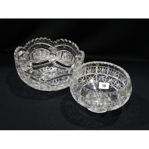 10 - Two Circular Cut Glass Fruit Bowls