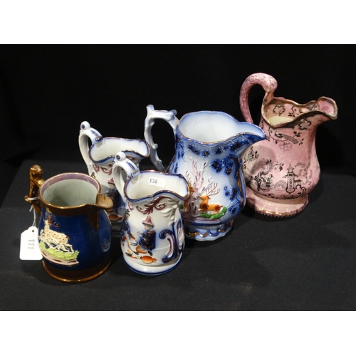 111 - A Group Of 19thc Staffordshire Pottery Jugs (5)