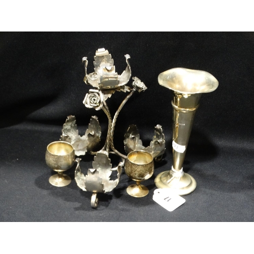 17 - A Victorian Plated Centre Piece Stand, Together With Further Plated Ware