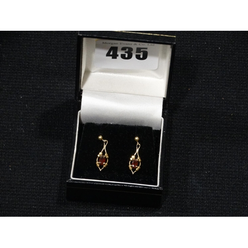 A Pair Of 9ct Gold & Garnet Earrings