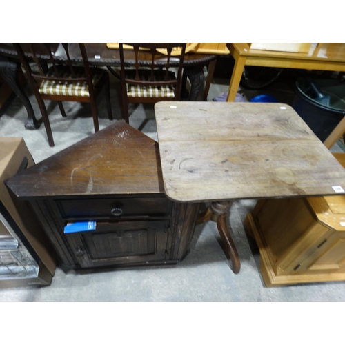 734 - An Antique Tripod Table, Together With A Corner Cabinet