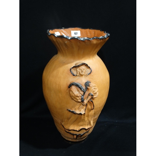 47 - A Studio Pottery Vase With Relief Figure