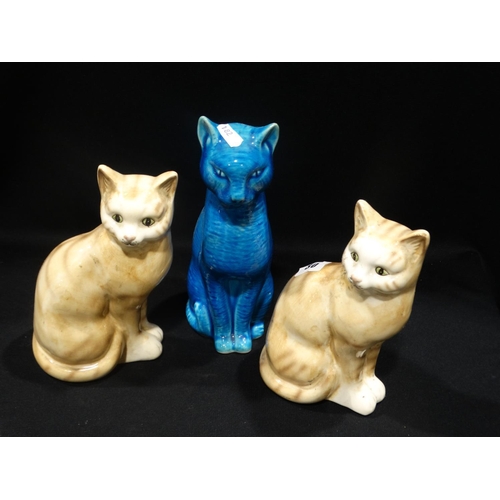 Three Pottery Model Cats