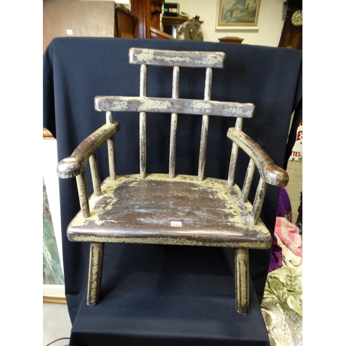 126A - A 19th/Early 20thc Primitive Painted Welsh Style Stick Back Windsor Chair, 30