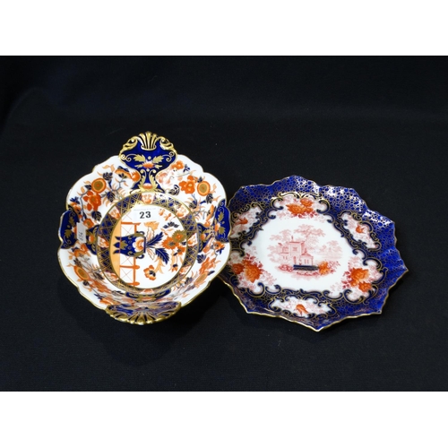 23 - A Royal Crown Derby Blue Rust & Gilt Serving Dish, Together With A Doulton Burslem Circular Plate