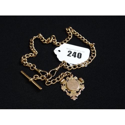 240 - A 9ct Gold Albert Chain & Fob Pendant, 55grms All In