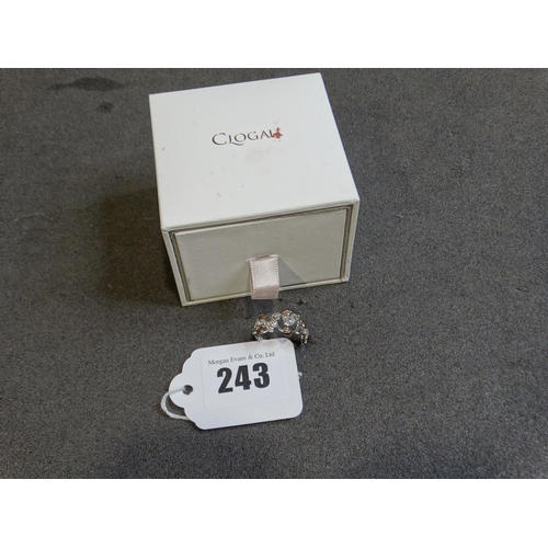 243 - A Clogau Gold Celtic Style Diamond Set Ring In Original Box, Size N