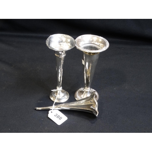 300 - Two Weighted Silver Rose Vases Etc (3)