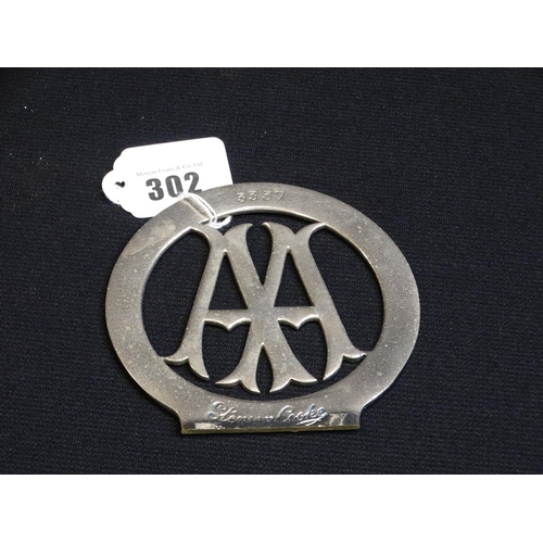 302 - An Early Large Nickel AA Badge