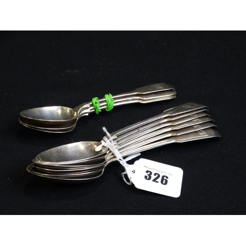 326 - Nine Silver Dessert & Teaspoons, 11oz