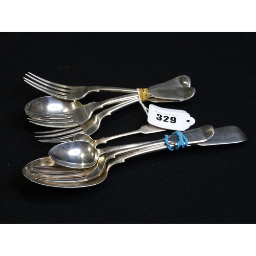 329 - A Qty Of Silver Spoons & Forks, 11oz