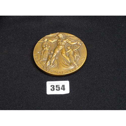 354 - A Heavy Bronze Medal For 1st National City Bank, 1962