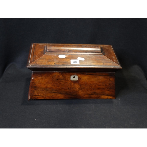 38 - An Antique Rosewood Sarcophagus Tea Caddy